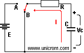 Circuito que muestra la descarga de un condensador  -  Electr�nica Unicrom