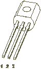 Gráfico de un transistor, mostrando sus tres patillas - Electrónica Unicrom