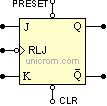 Biestable JK con las entradas PRESET y CLEAR para poner un "1" y un "0" respectivamente - Electr�nica Unicrom