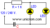 Electrónica Unicrom - Circuitos de LED conectado a 120 / 240 voltios c.a.