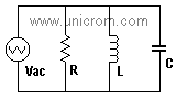 Circuito RLC en paralelo alimentado por una fuente AC - Electr�nica Unicrom