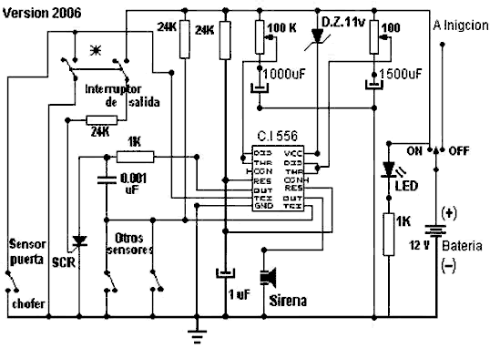 Alarma para auto implementada con un 556 - Electrónica Unicrom