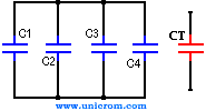 Equivalente de capacitores en paralelo  -  Electr�nica Unicrom