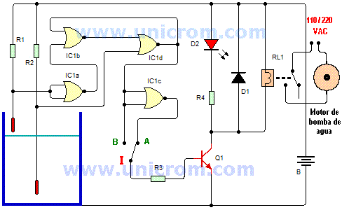 Control de nivel de agua con el CI 4001 - Electrónica Unicrom