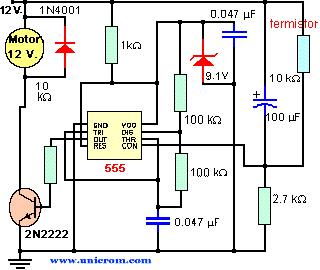 Control de temperatura ambiente con 555  -  Electr�nica Unicrom