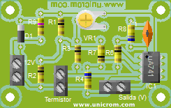 Estimado del circuito final del convertidor temperatura a voltaje con termistor - Electrónica Unicrom