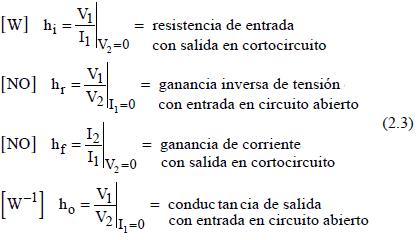 Parametros h para una red bi-puerta - Electrónica Unicrom