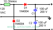 Duplicador / doblador de voltaje de onda completa con salida positiva y negativa - Electrónica Unicrom