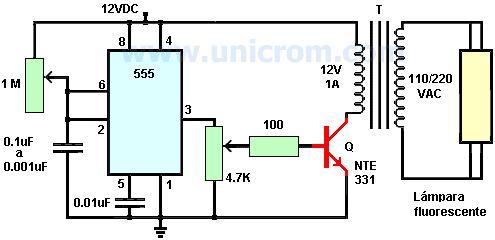 Tubo fluorescente conectado a 12VDC - Electrónica Unicrom
