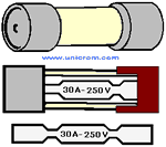 Fusible de cartucho. Vista externa y composición interna - Electrónica Unicrom