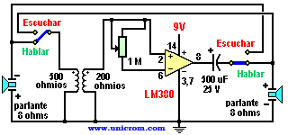 Intercomunicador con LM 380  -  Electr�nica Unicrom