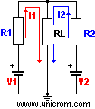 Teorema de superposici�n, circuito original - Electr�nica Unicrom